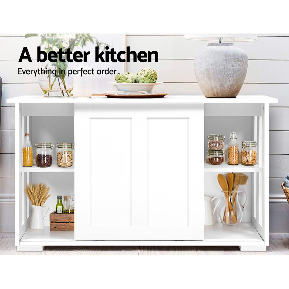 Artiss Buffet Sideboard Cabinet White Doors Storage Shelf Cupboard Hallway Table White - BM House & Garden