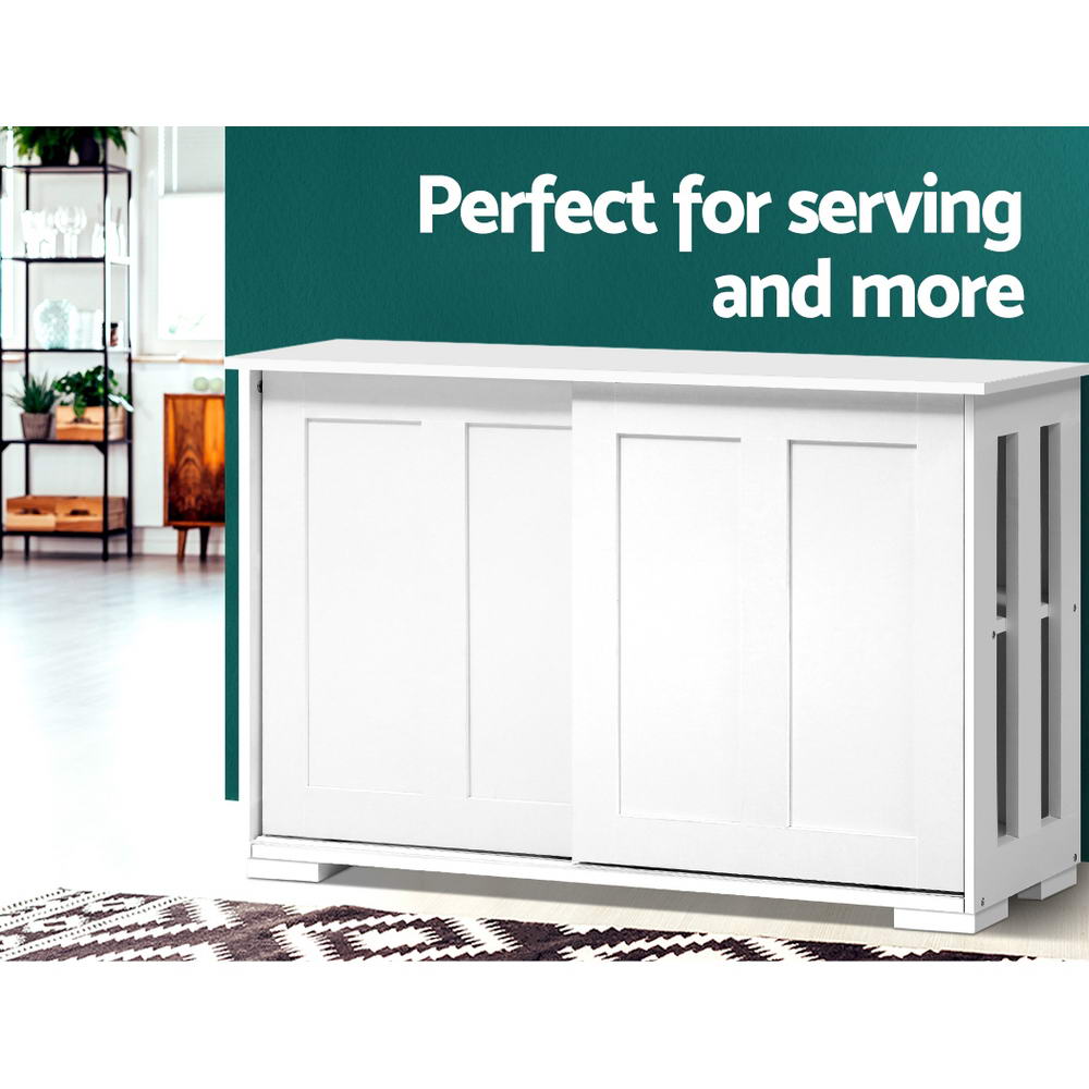 Artiss Buffet Sideboard Cabinet White Doors Storage Shelf Cupboard Hallway Table White - BM House & Garden