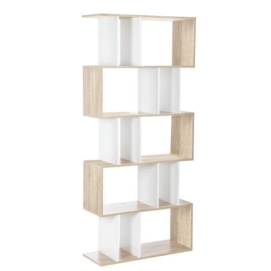 Artiss 5 Tier Display Book Storage Shelf Unit - White Brown - BM House & Garden