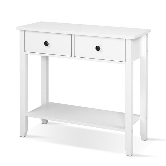 Hallway Console Table Hall Side Entry 2 Drawers Display White Desk Furniture - BM House & Garden