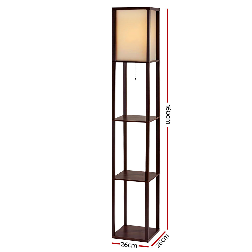 Artiss Floor Lamp Vintage Reding Light Stand Wood Shelf Storage Organizer Home - BM House & Garden