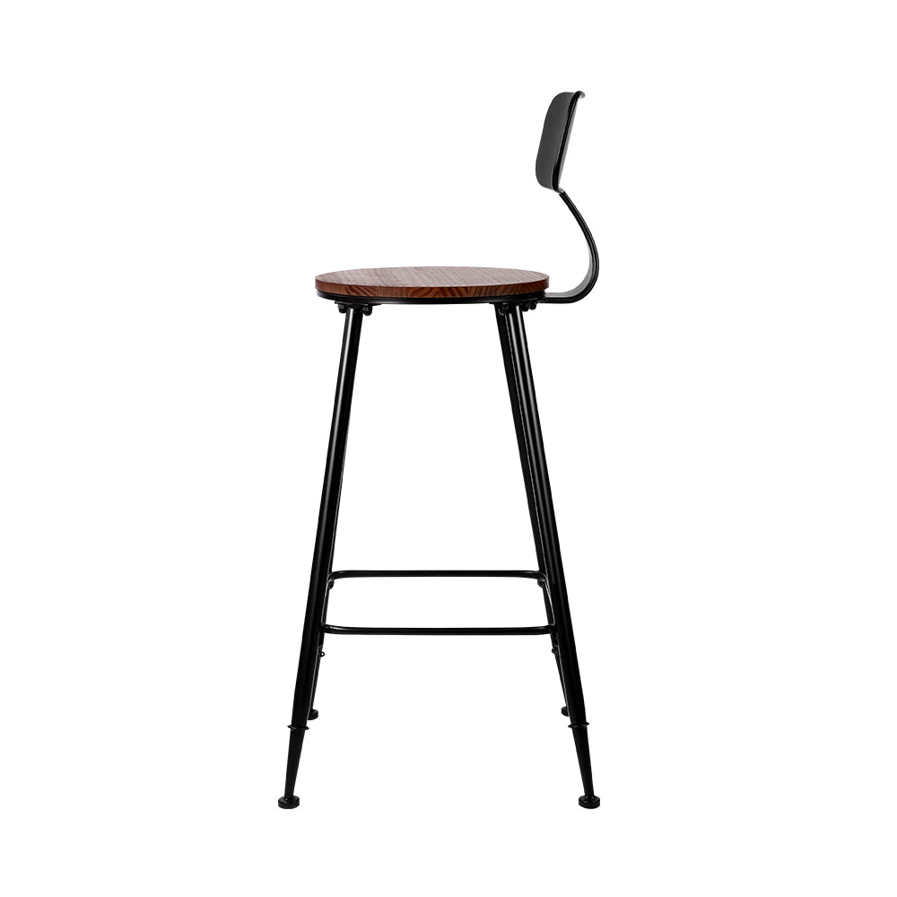 Artiss Set of 4 Black and Timber Industrial Bar Stools - BM House & Garden