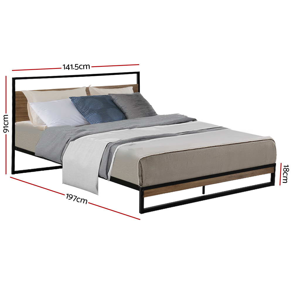 Artiss Metal Bed Frame Double Size Mattress Base Platform Foundation Black Dane - BM House & Garden