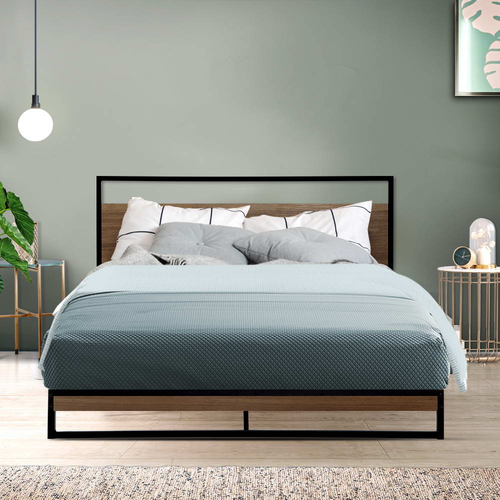 Artiss Metal Bed Frame Double Size Mattress Base Platform Foundation Black Dane - BM House & Garden