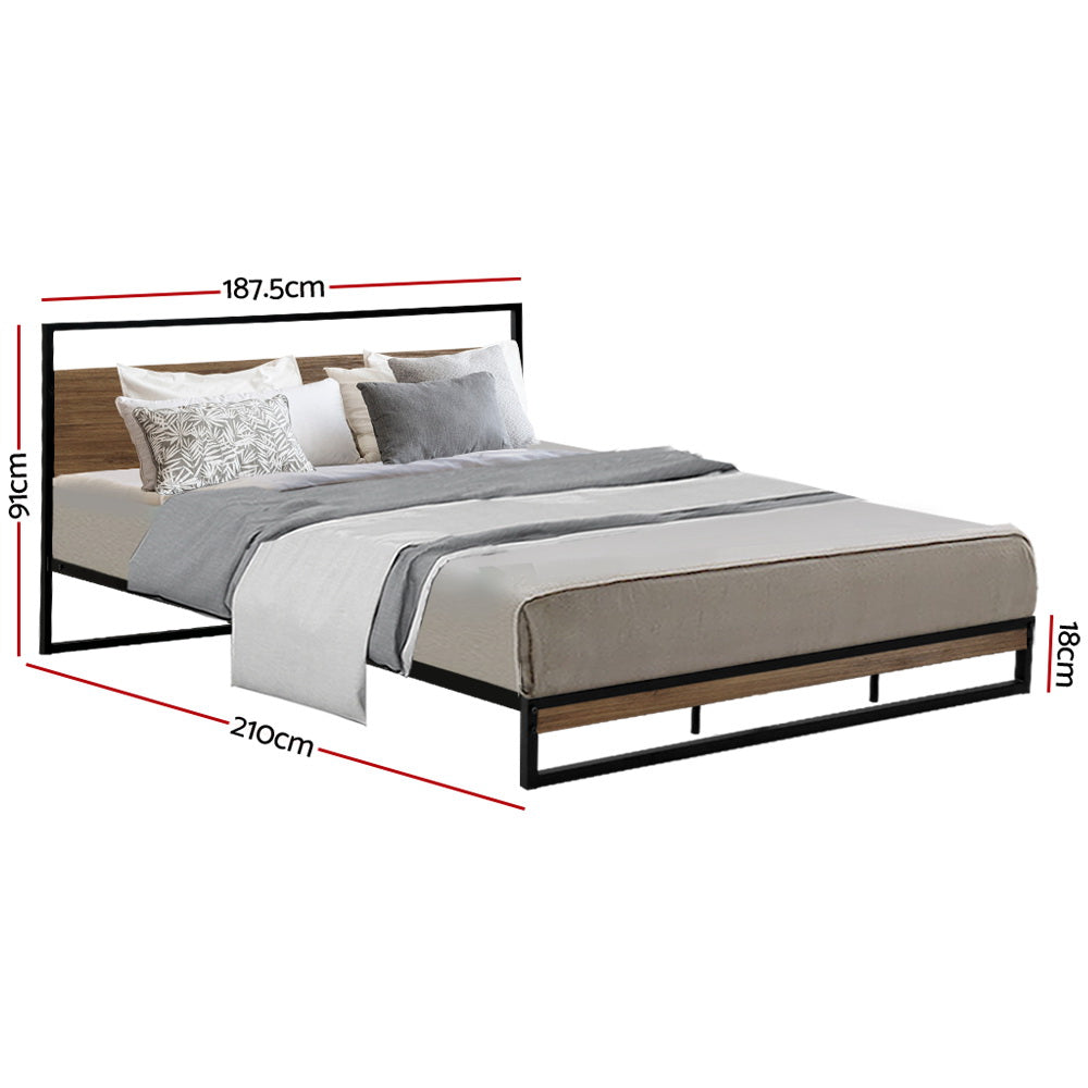 Artiss Metal Bed Frame King Size Mattress Base Platform Foundation Black Dane - BM House & Garden