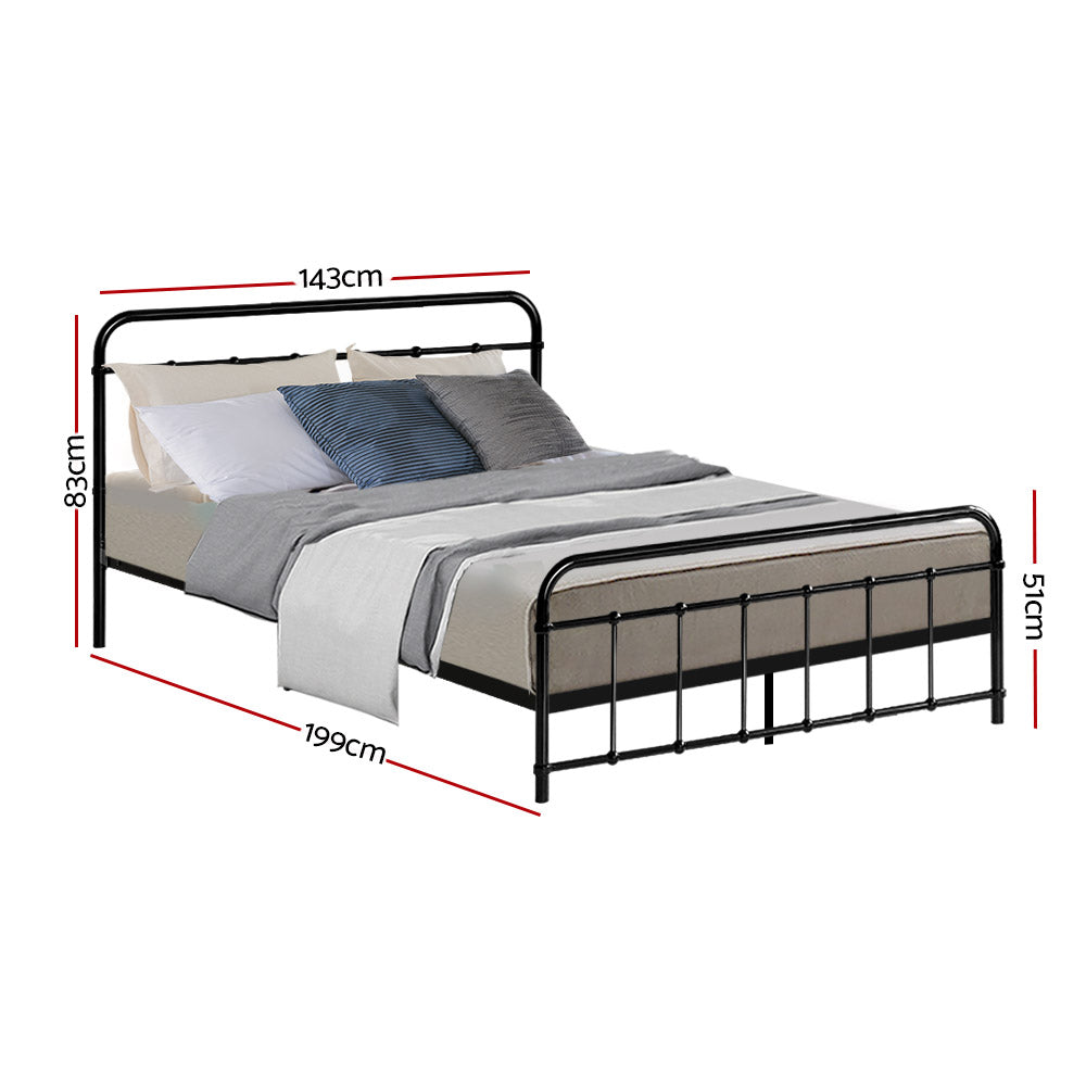 Artiss LEO Metal Bed Frame - Double (Black) - BM House & Garden