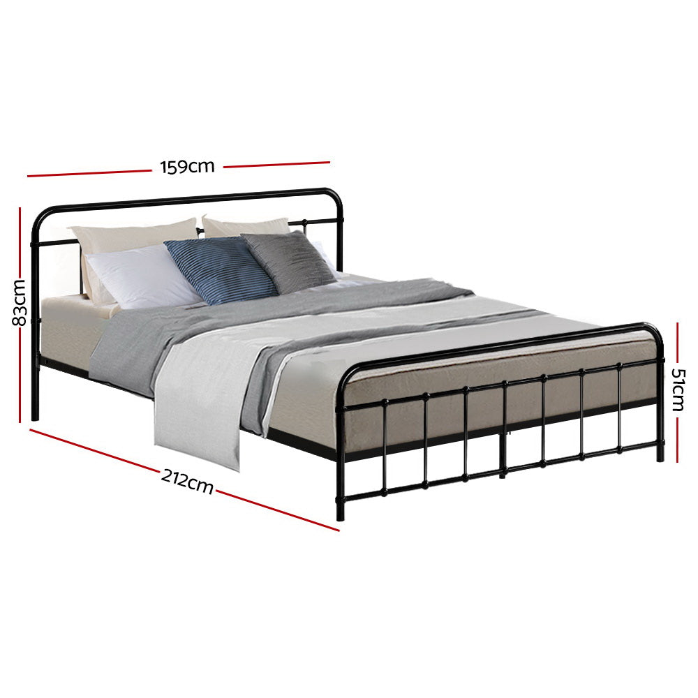 Artiss LEO Metal Bed Frame - Queen (Black) - BM House & Garden