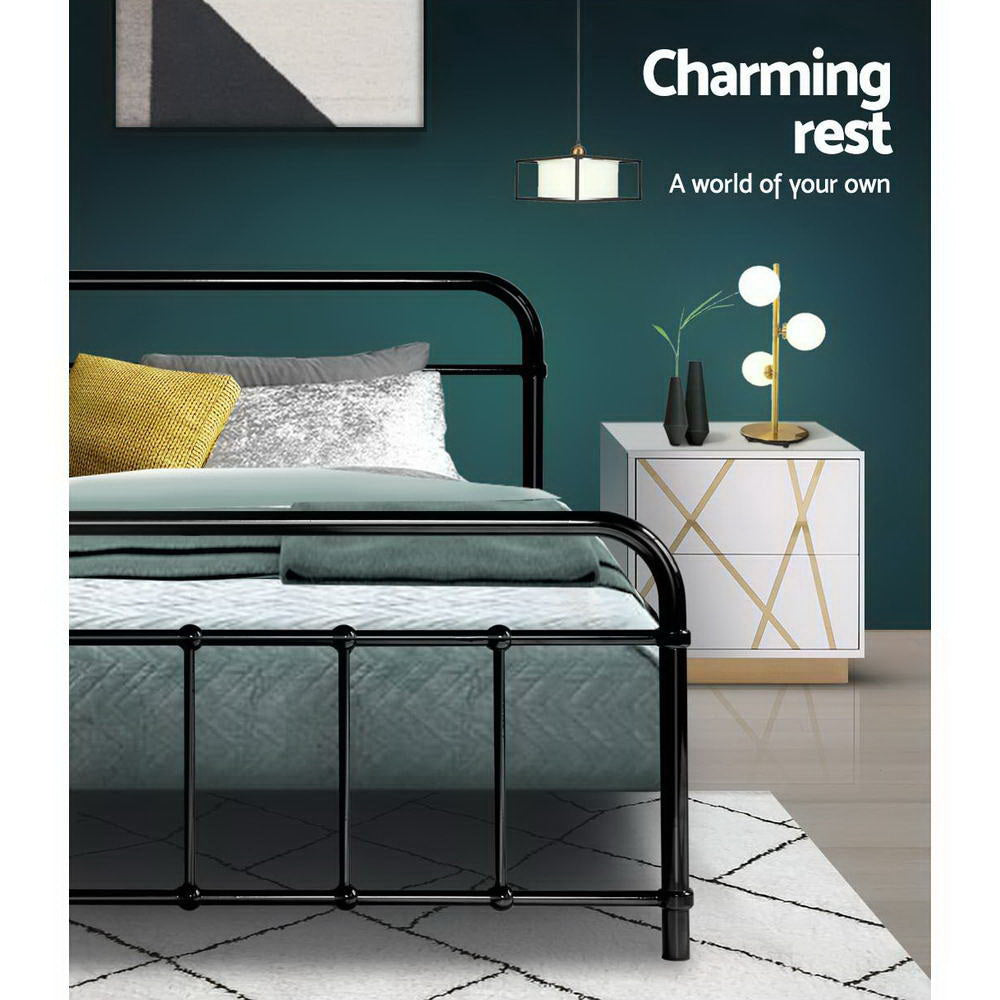 Artiss LEO Metal Bed Frame - Queen (Black) - BM House & Garden