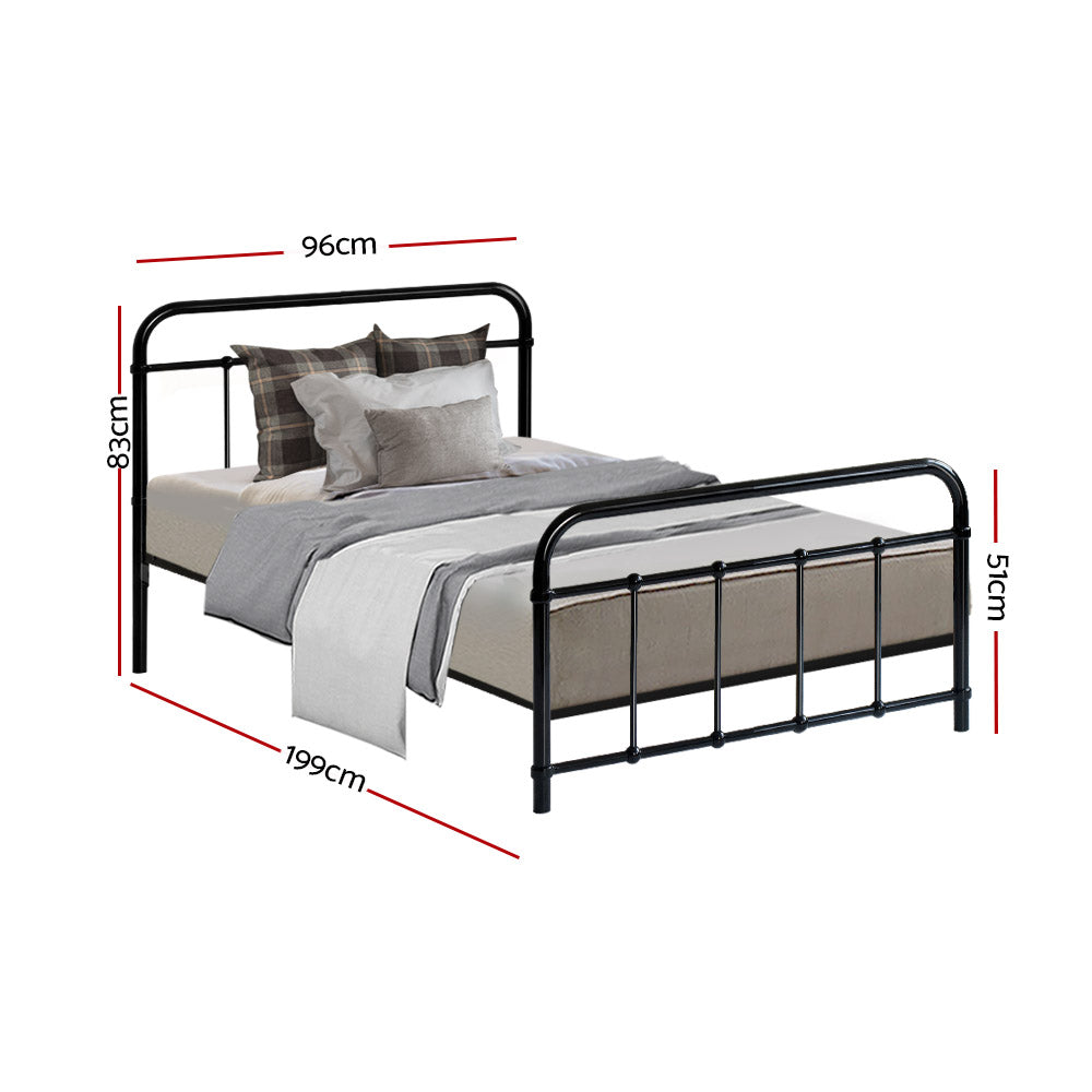 Artiss LEO Metal Bed Frame - Single (Black) - BM House & Garden