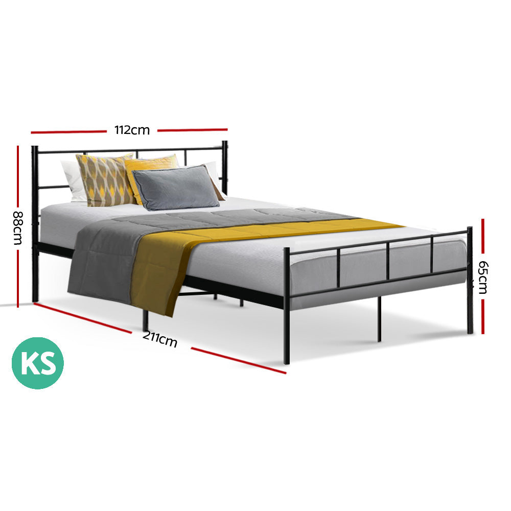 Artiss Metal Bed Frame King Single Size Platform Foundation Mattress Base SOL - BM House & Garden