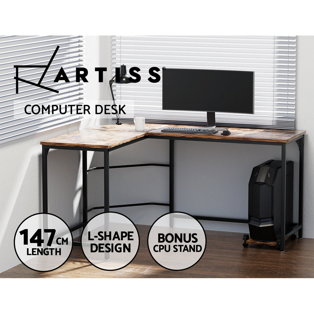Artiss Brown L-Shaped Corner Computer Desk - BM House & Garden