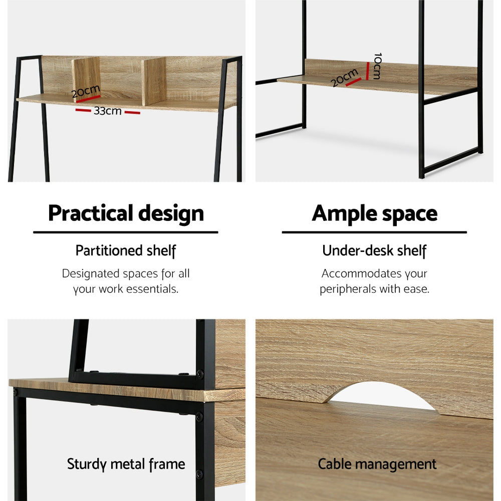 Artiss Oak Computer Desk with Bookshelf Storage - BM House & Garden