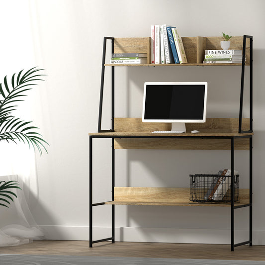 Artiss Oak Computer Desk with Bookshelf Storage - BM House & Garden