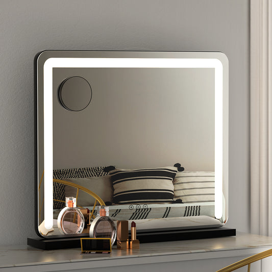 Embellir 50 x 60cm Black Makeup Mirror With LED Light and 5X Magnifying Mirror