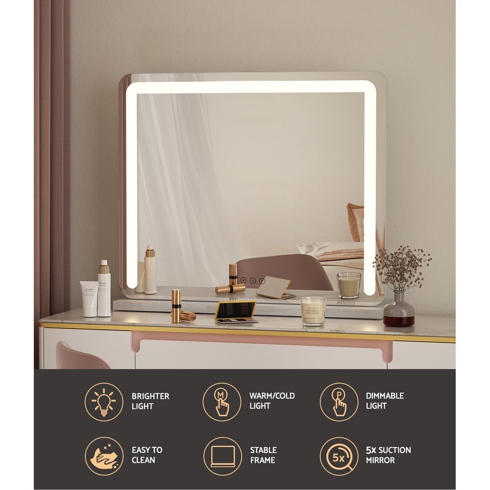 Embellir 50 x 60cm White Makeup Mirror With LED Light and 5X Magnifying Mirror