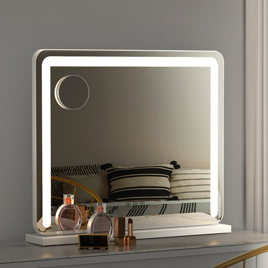 Embellir 50 x 60cm White Makeup Mirror With LED Light and 5X Magnifying Mirror
