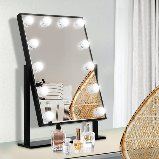 Embellir Black Makeup Mirror with 12 LED Lights