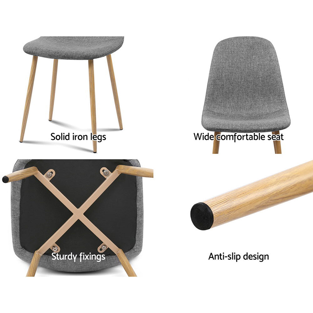 Artiss Adamas Set of 4 Light Grey Fabric Dining Chairs - BM House & Garden