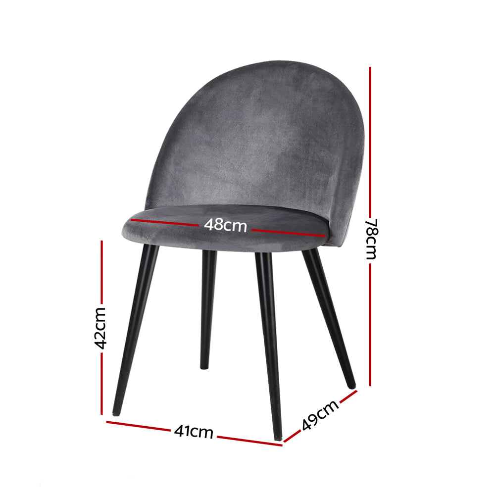 Artiss Set of 2 Modern Dark Grey Velvet Dining Chair - BM House & Garden