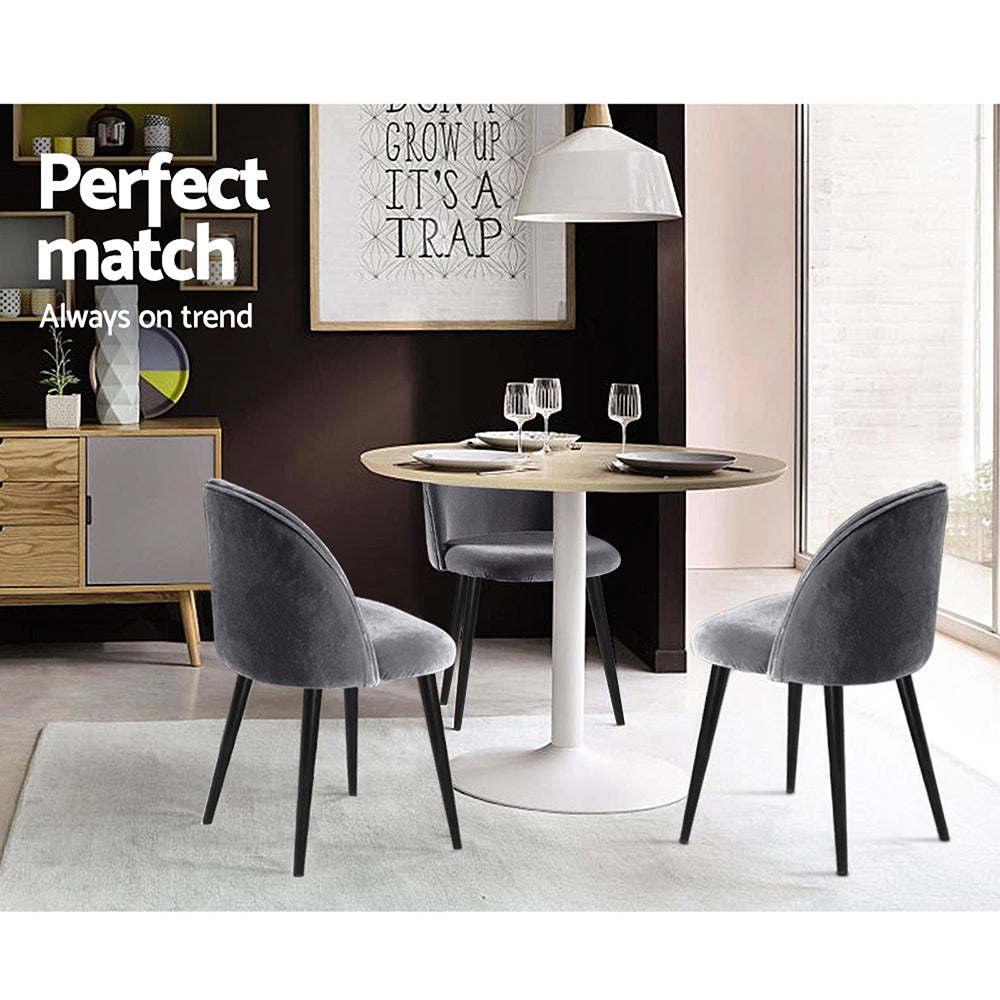 Artiss Set of 2 Modern Dark Grey Velvet Dining Chair - BM House & Garden