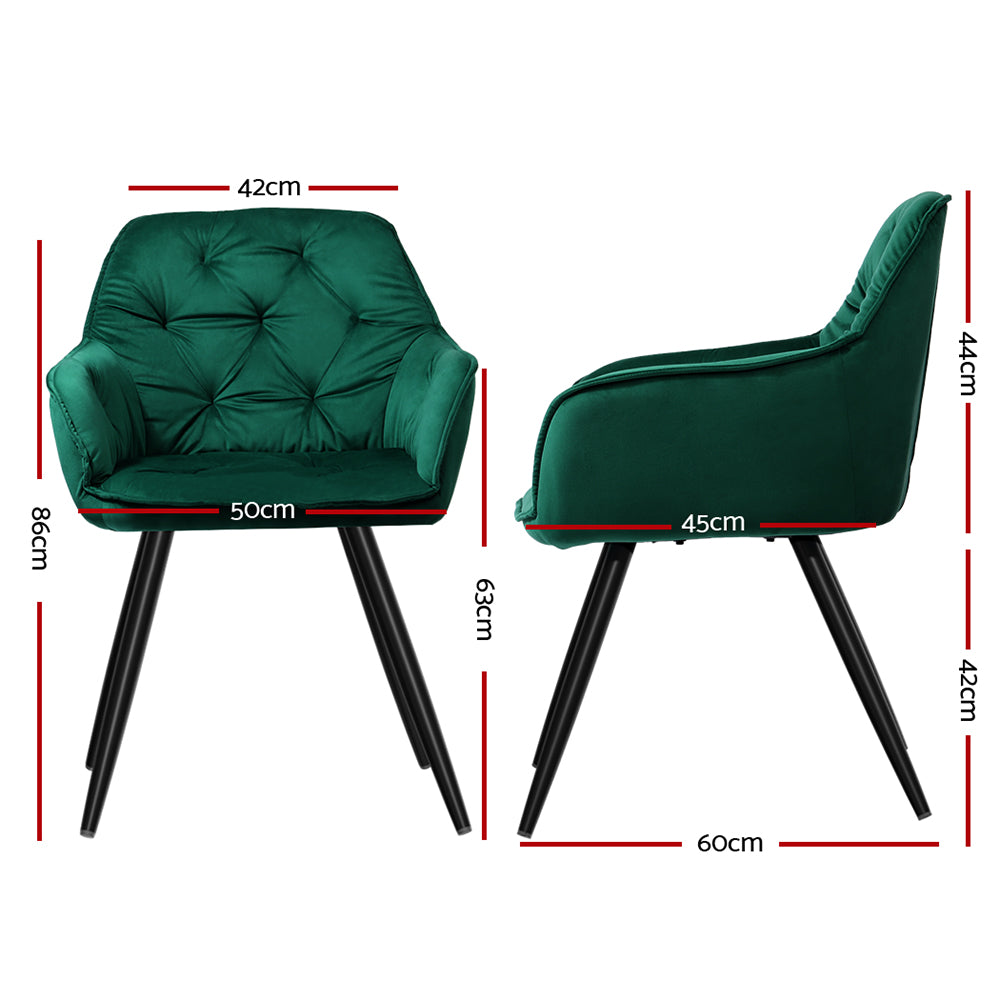 Artiss Calivia Set of 2 Green Velvet Dining Chairs - BM House & Garden