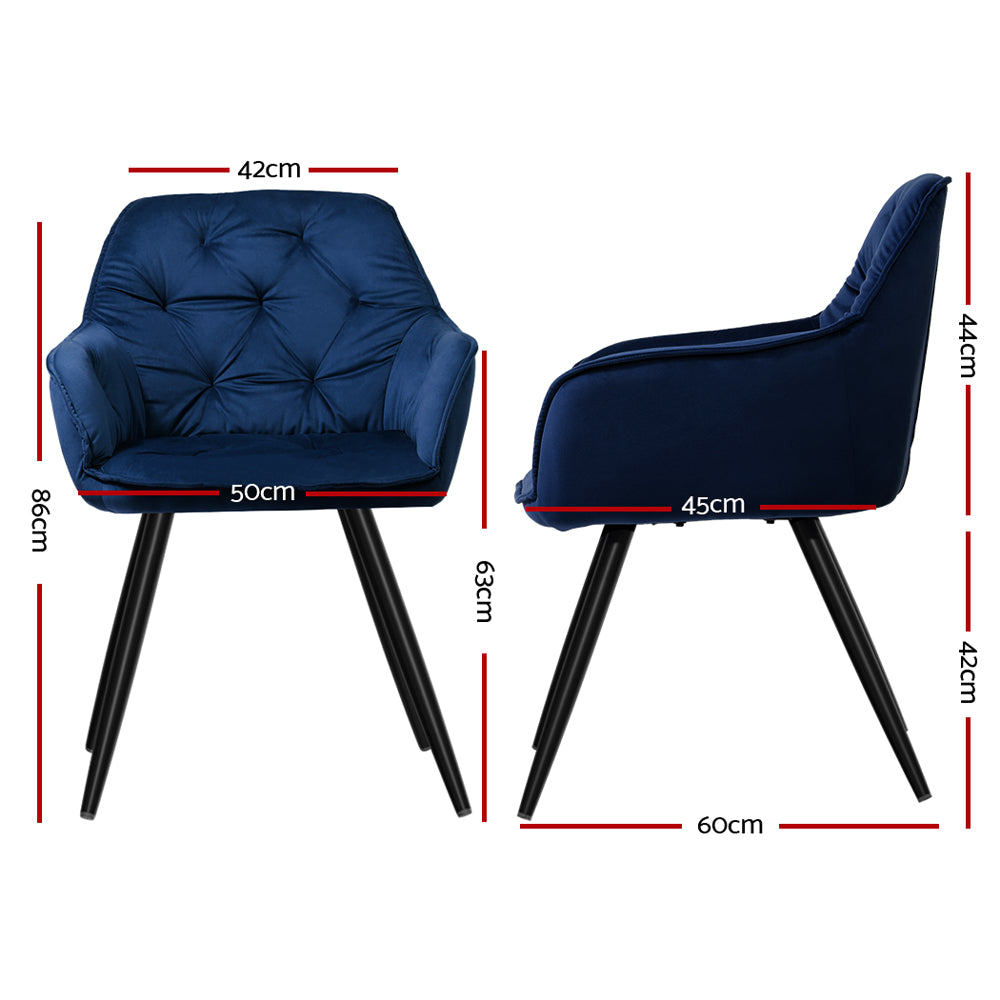 Artiss Calivia Set of 2 Blue Velvet Dining Chairs - BM House & Garden