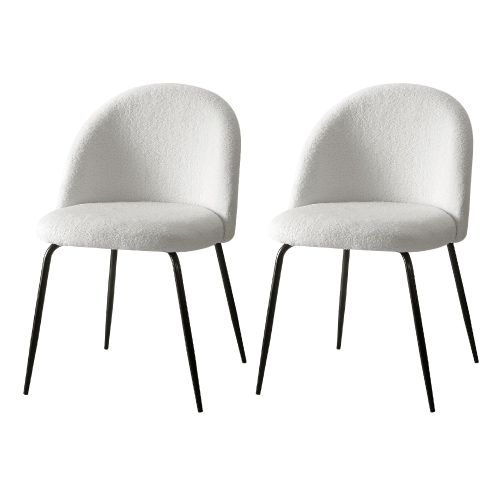 Artiss Tofa Set of 2 White Sherpa Dining Chairs - BM House & Garden