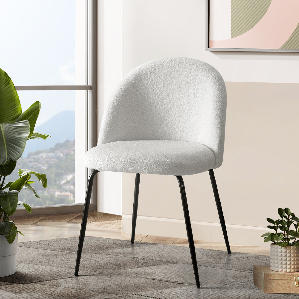 Artiss Tofa Set of 2 White Sherpa Dining Chairs - BM House & Garden