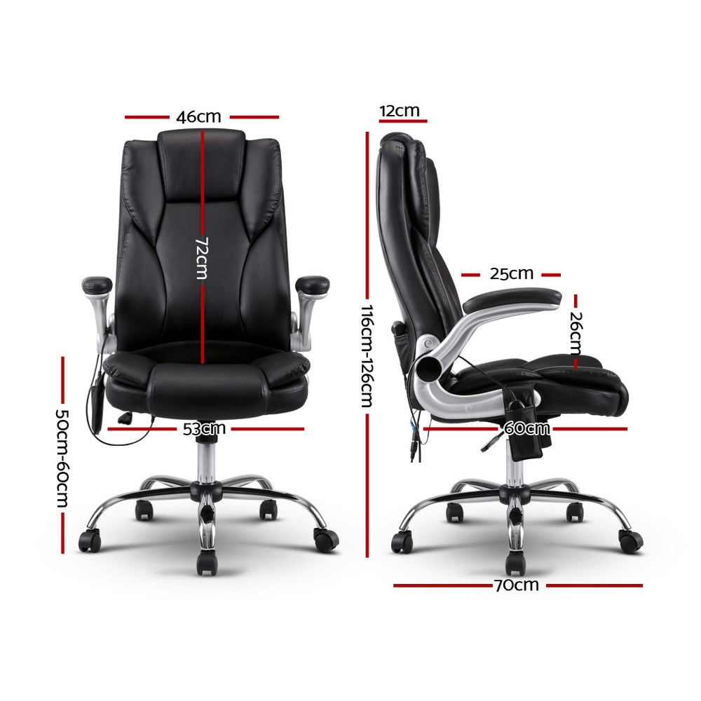 Artiss Massage Office Chair 8 Point PU Leather Office Chair - Black - BM House & Garden