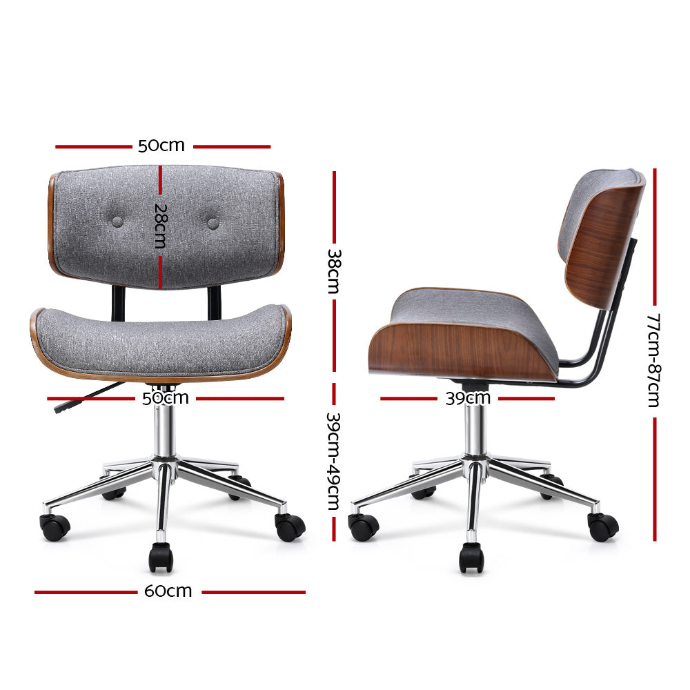 Artiss Wooden Fabric Office Chair Grey - BM House & Garden