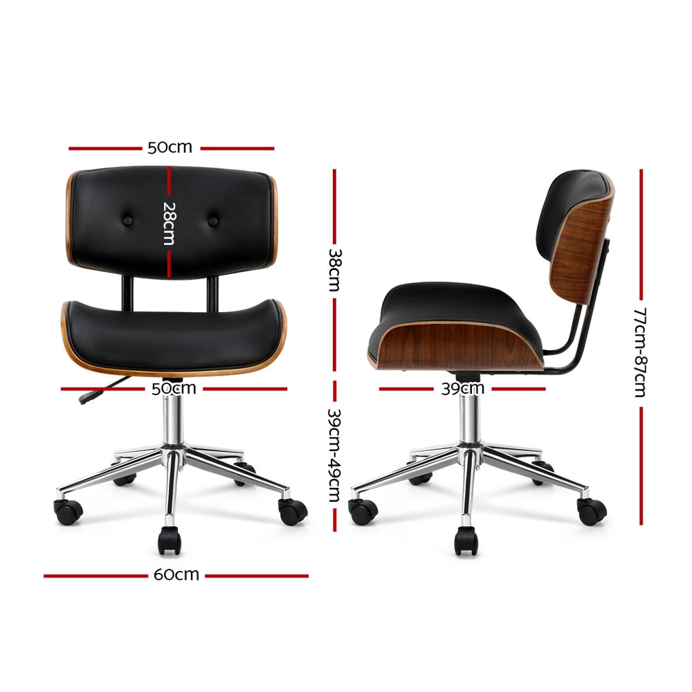 Artiss Wooden Office Chair Black Leather - BM House & Garden