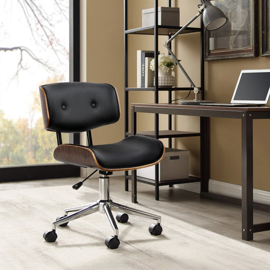 Artiss Wooden Office Chair Black Leather - BM House & Garden