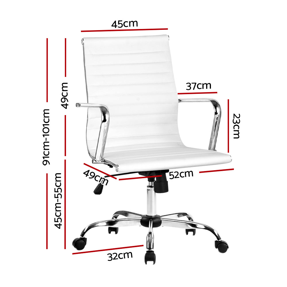 Artiss Gaming Office Chair Computer Desk Chairs Home Work Study White Mid Back - BM House & Garden