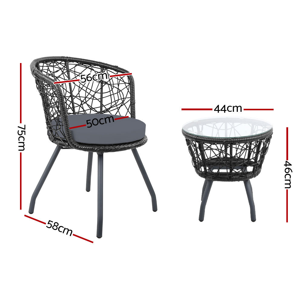 Gardeon Outdoor Patio Chair and Table - Black - BM House & Garden