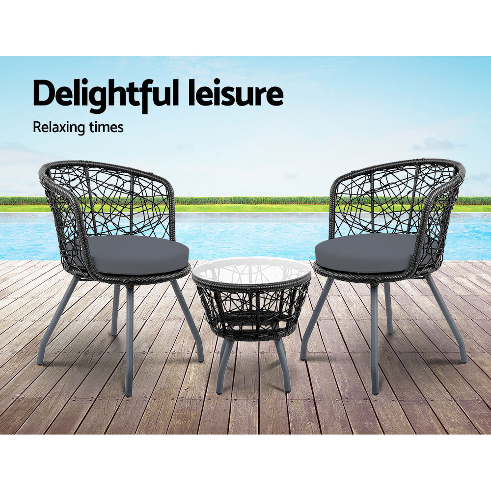 Gardeon Outdoor Patio Chair and Table - Black - BM House & Garden