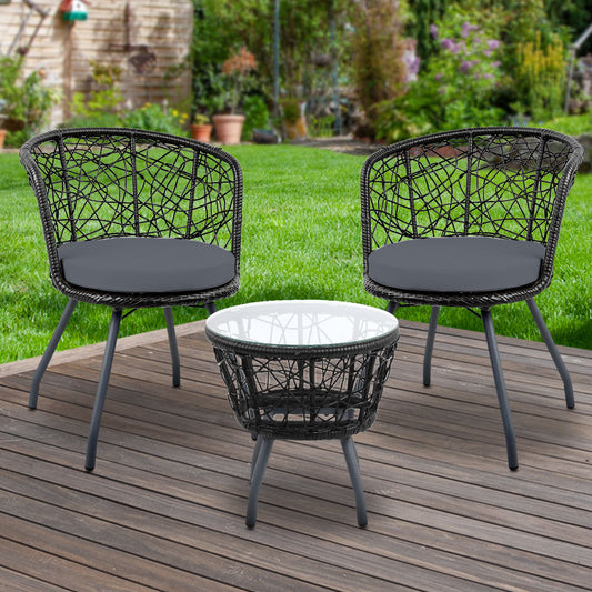 Gardeon Outdoor Patio Chair and Table - Black - BM House & Garden