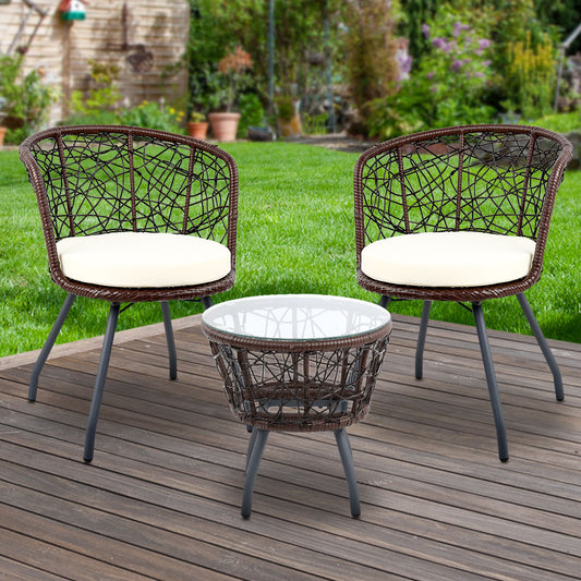 Gardeon Outdoor Patio Chair and Table - Brown - BM House & Garden