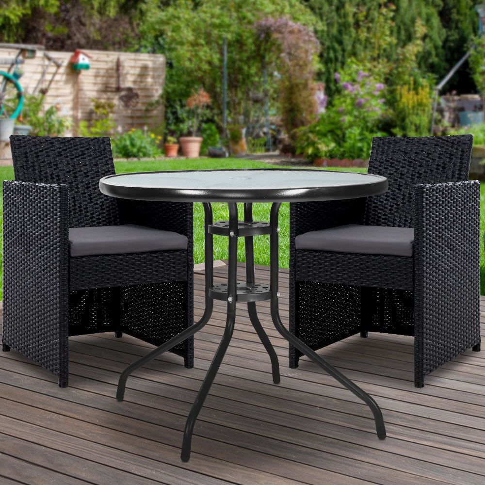 Gardeon Patio Furniture Dining Chairs Table Patio Setting Bistro Set Wicker Tea Coffee Cafe Bar Set - BM House & Garden