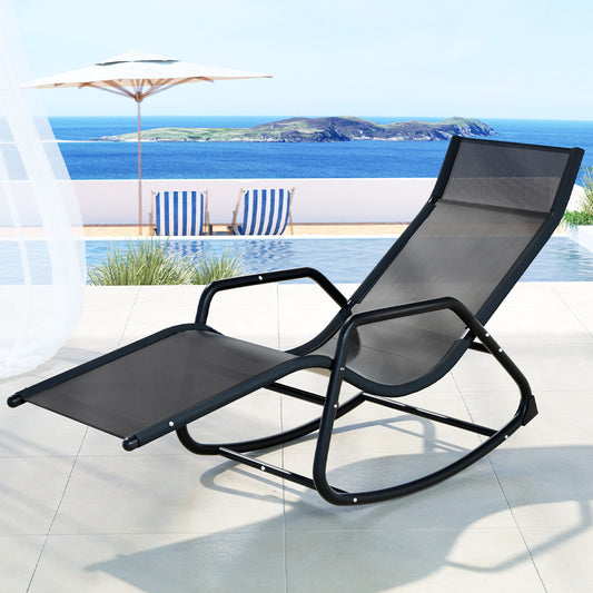 Gardeon Sun Lounge Rocking Chair Outdoor Lounger Patio Furniture Pool Garden - BM House & Garden