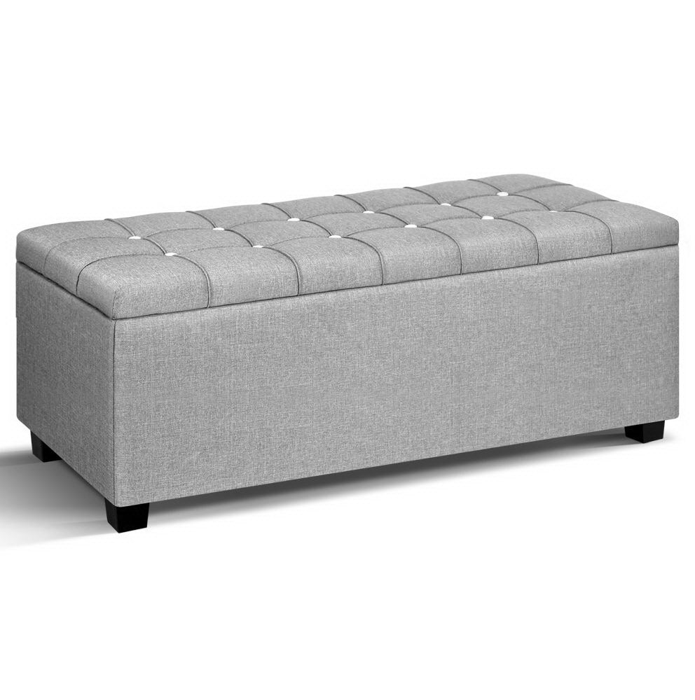 Artiss Storage Ottoman Footstool Blanket Box Foot Stool Bench Toy Seat Grey - BM House & Garden