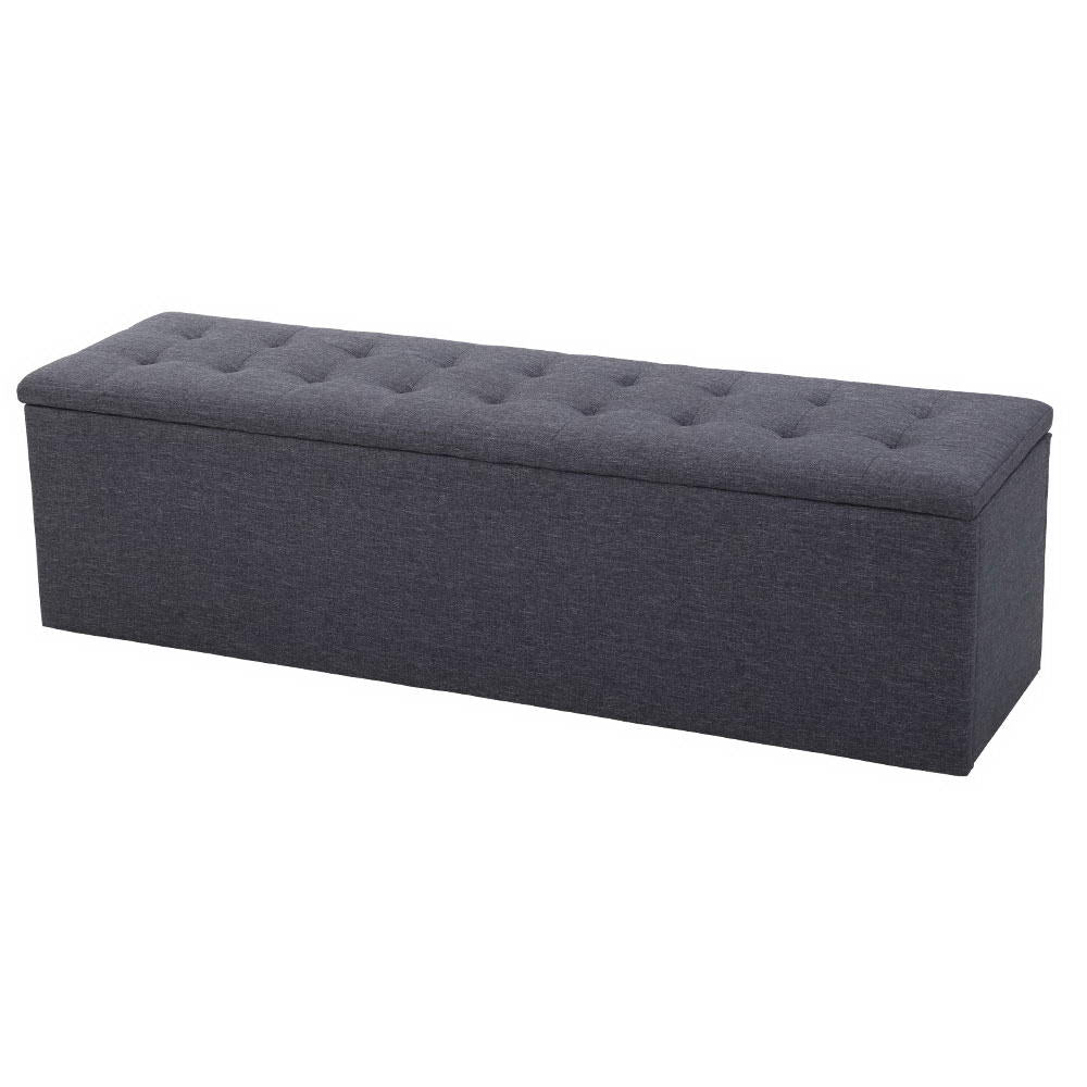 Artiss Storage Ottoman Blanket Box Linen Foot Stool Rest Chest Couch Grey - BM House & Garden