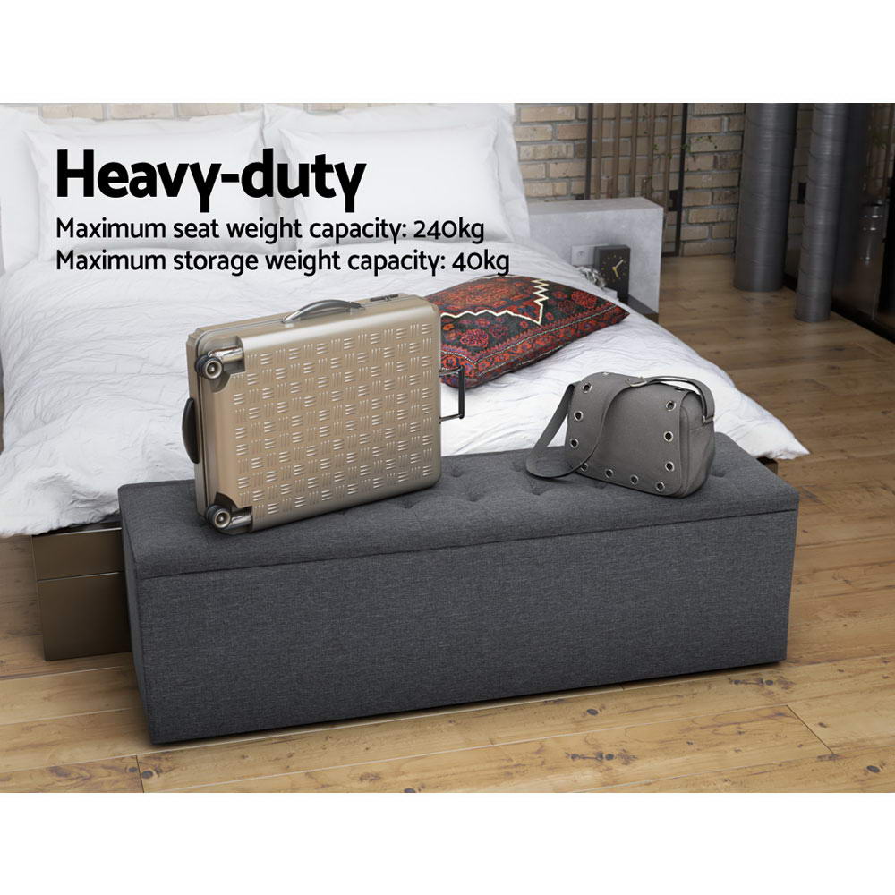 Artiss Storage Ottoman Blanket Box Linen Foot Stool Rest Chest Couch Grey - BM House & Garden