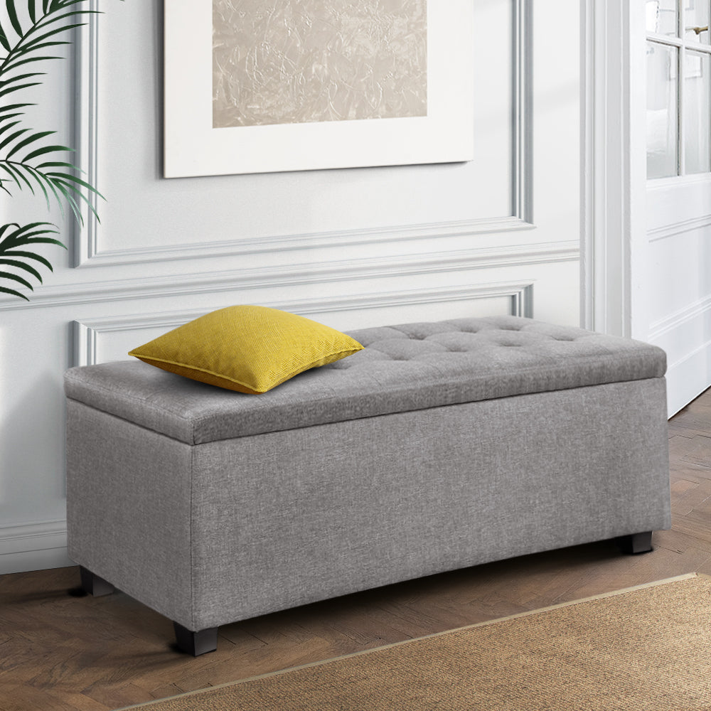 Artiss Large Fabric Storage Ottoman - Light Grey - BM House & Garden