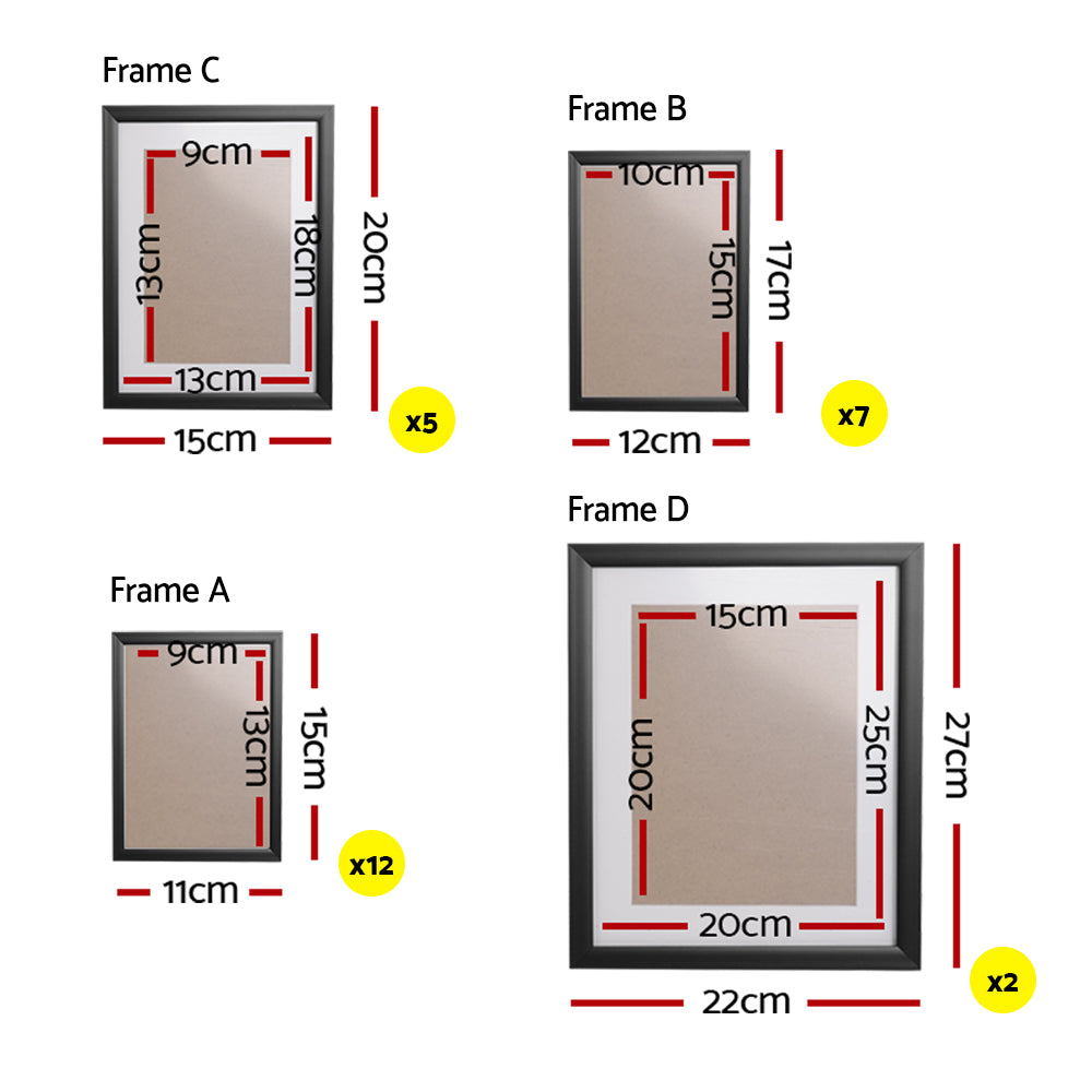 Artiss Black 26 Piece Photo Frames - Assorted Sizes