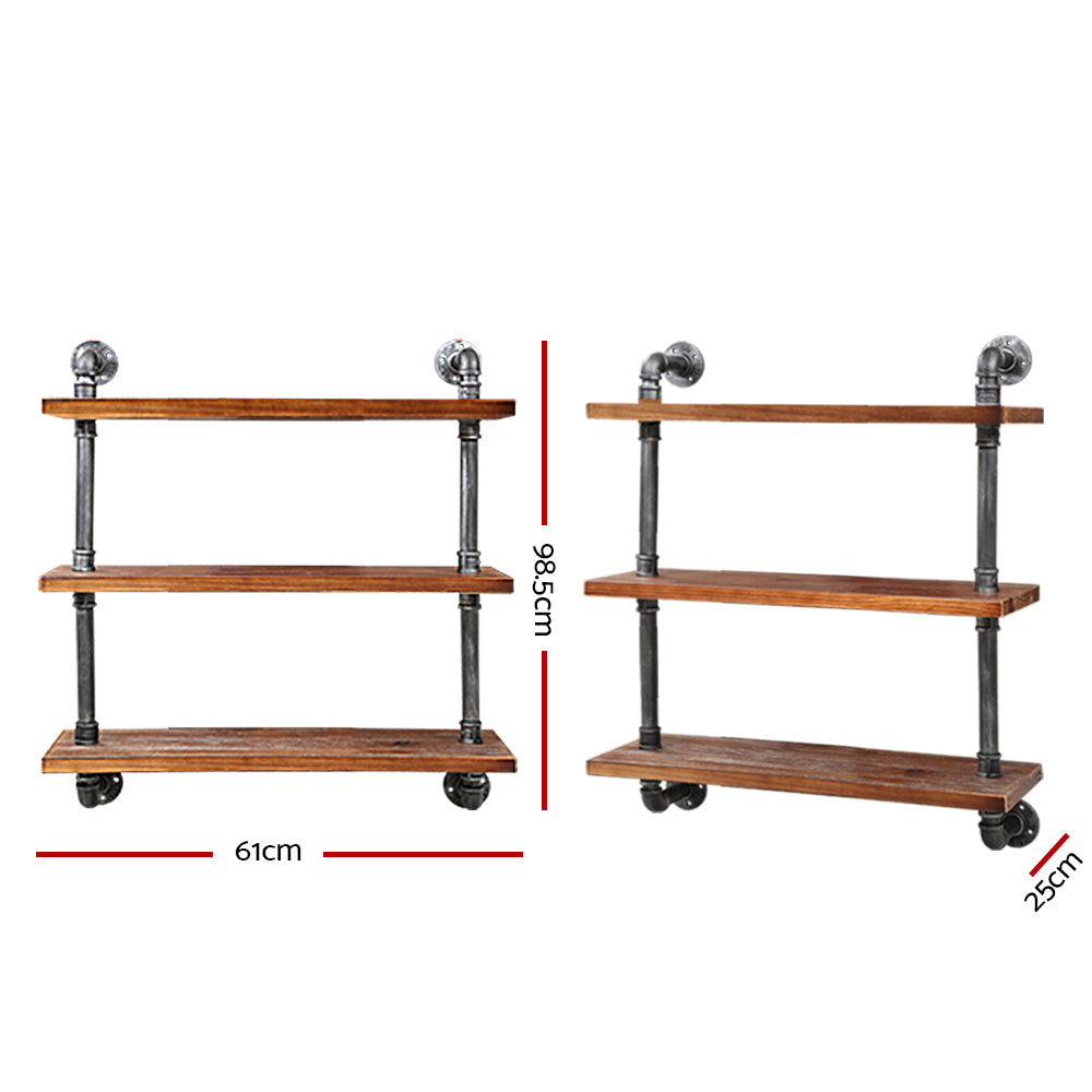 Artiss Display Shelves Wall Brackets Bookshelf Industrial DIY Pipe Shelf Rustic - BM House & Garden