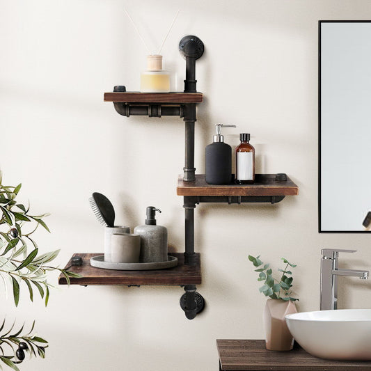 Artiss Display Shelves Bookshelf Pipe Shelf Rustic Industrial Floating Wall Shelves DIY Brackets - BM House & Garden