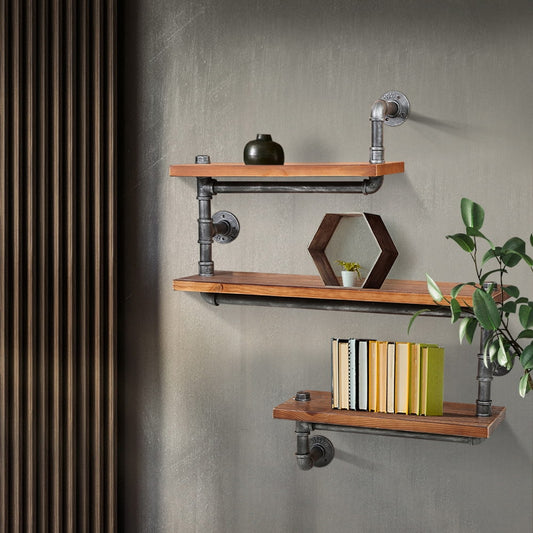 Artiss Display Shelves Rustic Bookshelf Industrial DIY Pipe Shelf Wall Brackets - BM House & Garden