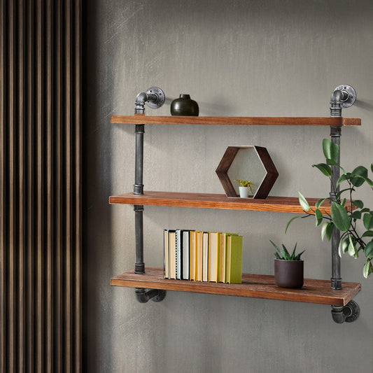 Artiss Display Wall Shelves Industrial DIY Pipe Shelf Brackets Rustic Bookshelf - BM House & Garden