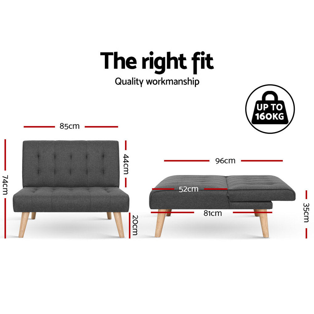 Artiss Linen Sofa Bed Lounge Chair Single Seater Modular Bed Set - BM House & Garden