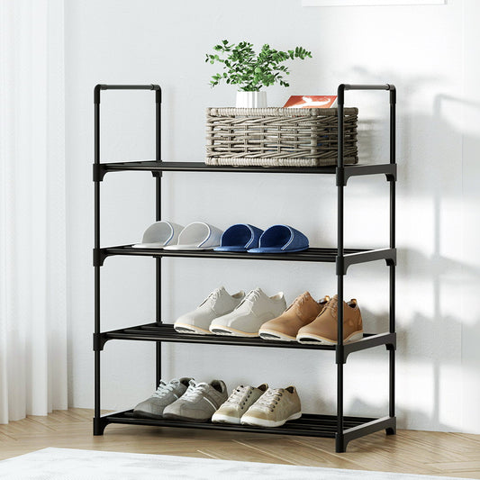 Artiss Shoe Rack Stackable Shelves 4 Tiers 55cm Shoes Storage Stand Black - BM House & Garden